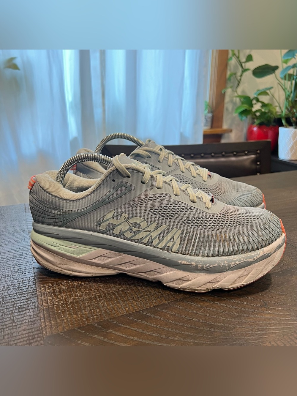 Hoka Gray light blue/gray running shoes 10 women WIDE